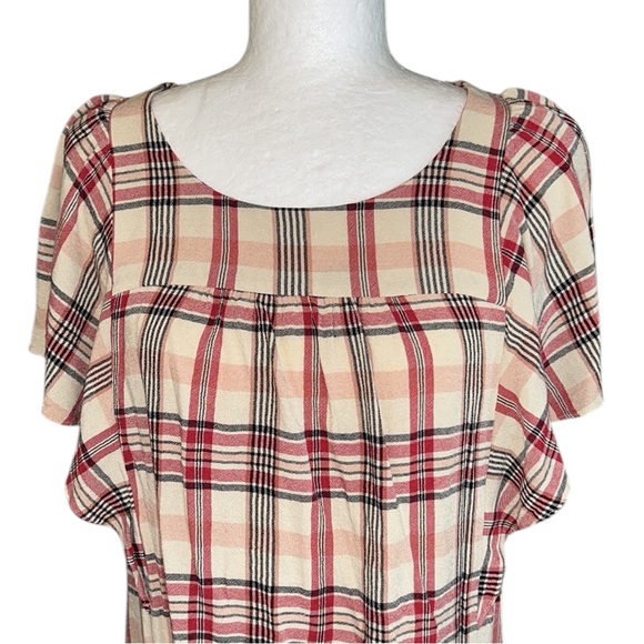 Anthropologie Maeve Priscilla Plaid Print Flutter Sleeve Blouse - M - Picture 5 of 15